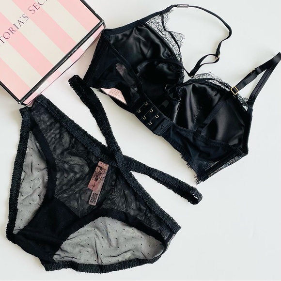 32DD MEDIUM Victoria’s Secret black lace bra set - Picture 5 of 7